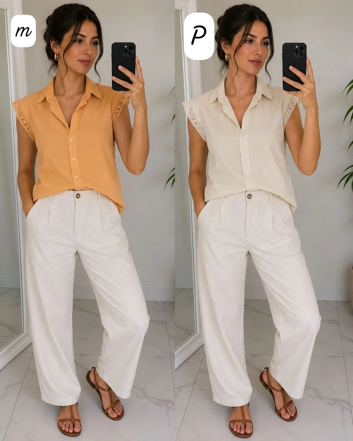 Blusa Social Feminina sem Manga com Renda